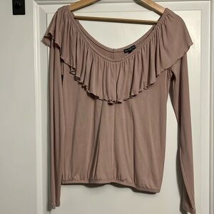 Long Sleeve Blush Pink/Mauve top from Express with ruffle detail